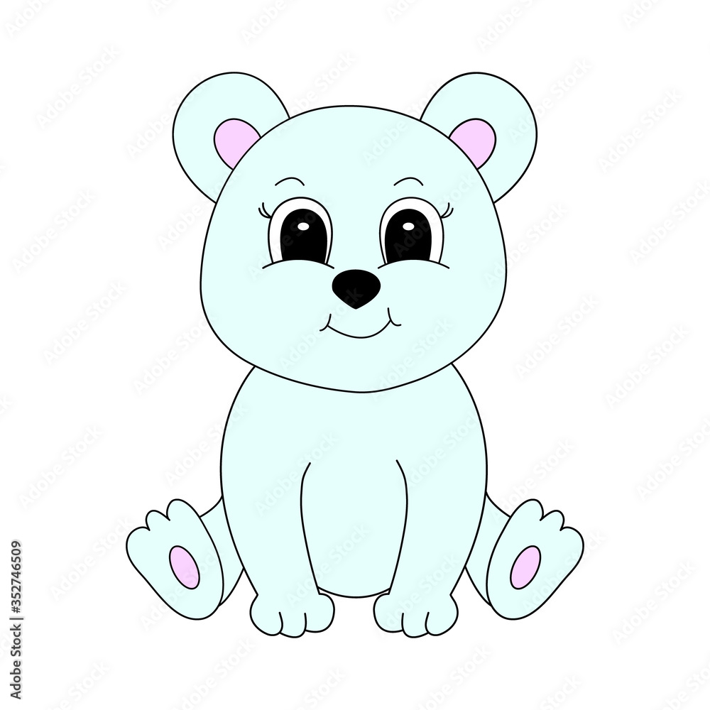 Naklejka premium Cute cartoon polar bear. Vector illustration for children.