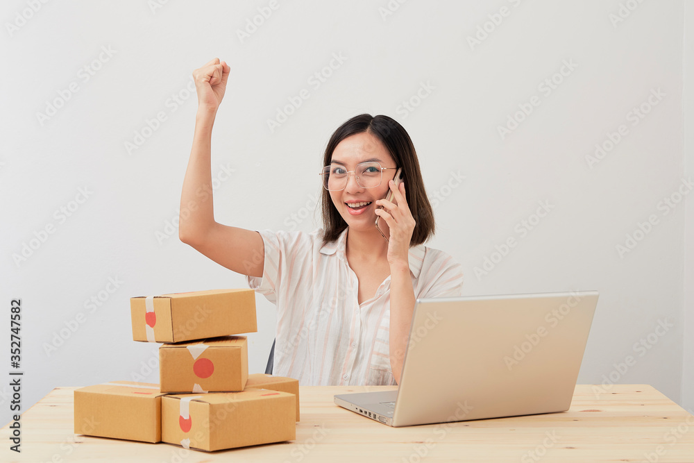 Woman work from home office packaging Woman work from home office packaging