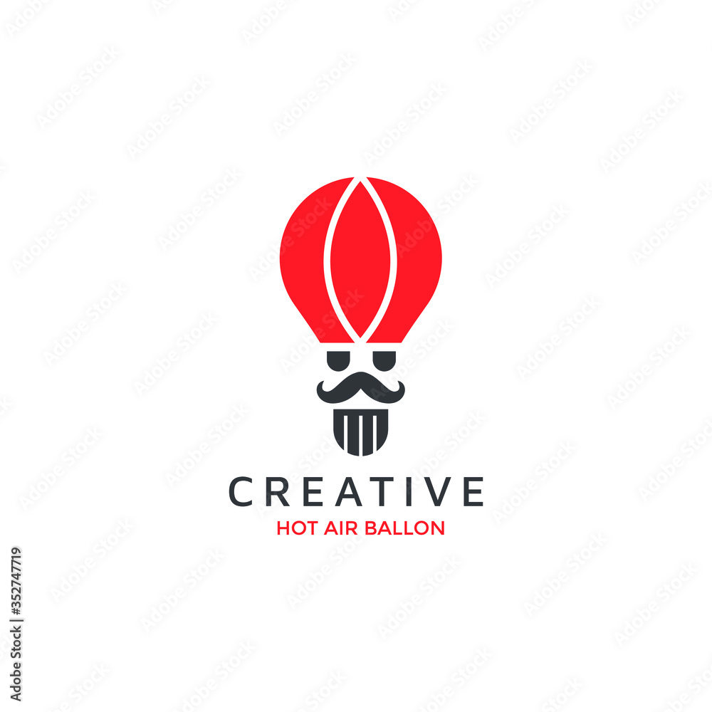 hot air ballon transportation with gentleman beard man hot air ballon transportation with gentleman beard man