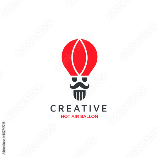 hot air ballon transportation with gentleman beard man