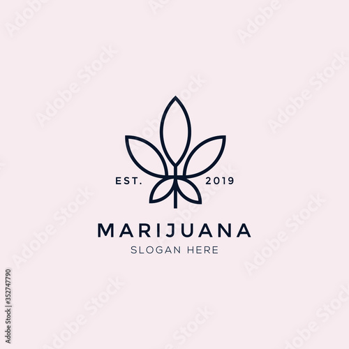 creative modern cannabis CBD marijuana hemp leaf logo design	
