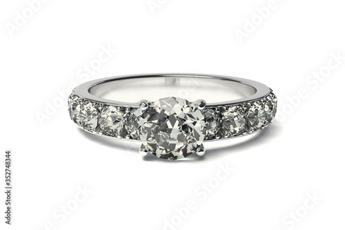 Diamond Ring, 3D, Jewelry, Gemstone, isolated on White