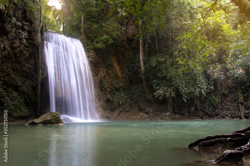 Erawan waterfall the beautiful waterfall in forest at Erawan National Park. Kanchanaburi  Thailand