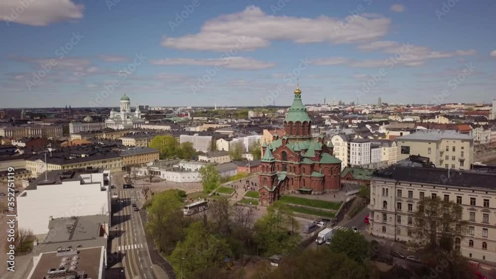 Aerial View of Uspenski Cathedral in Helsinki, Finland Aerial View of Uspenski Cathedral in Helsinki, Finland