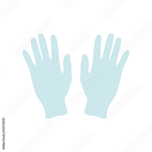 Medical gloves, hand drawn illustration. Medical protective blue gloves on white background, hygiene supplies.