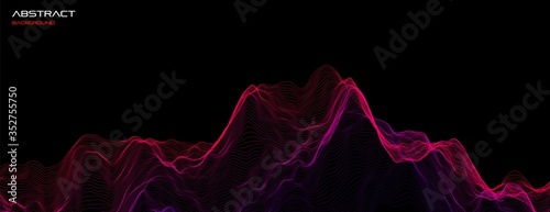 Abstract wave background. Music or sound illustration. Big data technology. Artificial intelligence concept. Network visualisation.