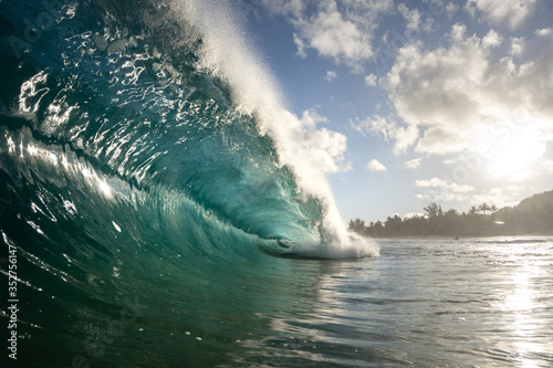 crashing wave in the morning