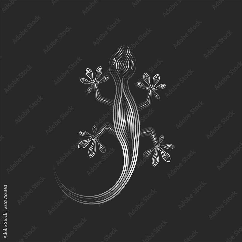 Gecko logo line art silhouette lizard gradient lines, creative animal ...