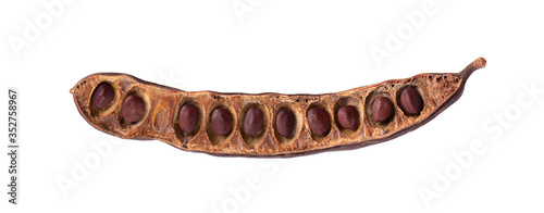 Принти на полотні Ripe carob pods and bean isolated on white background.