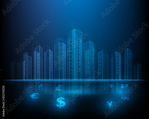 City of money transfer global currency illustration symbol