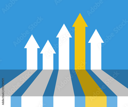 different arrows upward moving, leadership or teamwork vector concept