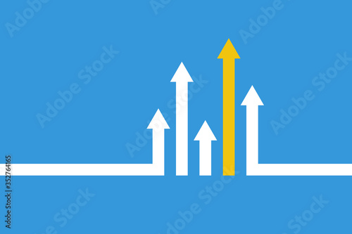 different arrows upward moving, leadership or teamwork vector concept photo