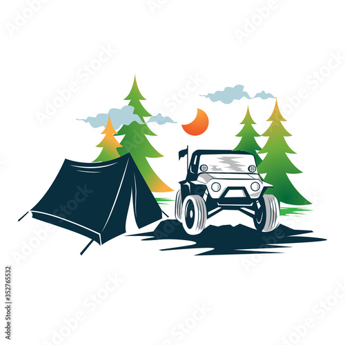 Adventure car  camping in forest