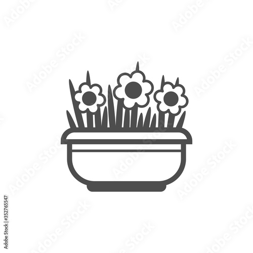Flower pot black vector icon, nature simple illustration. Isolated single icon