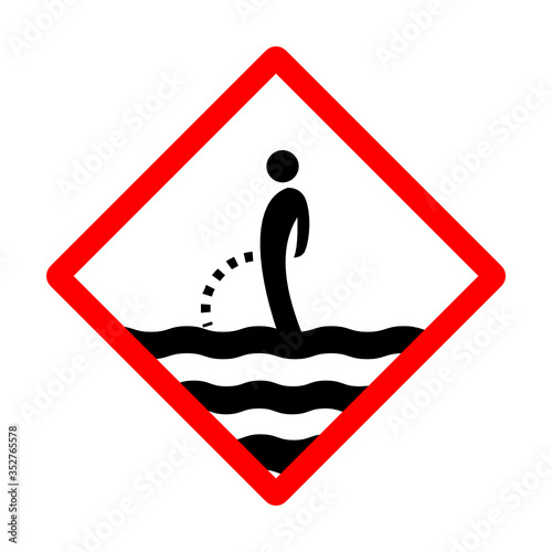 Do not pee in pool area concept vector Red color Icon design, Pool and beach safety rules on white background, Urinating not allowed While Swimming Symbol 