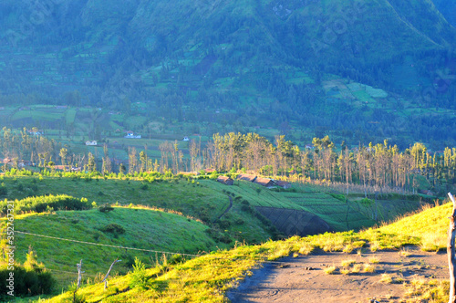 very beautiful natural scenery in the tourist area of BROMO - TENGGER  with a volcano that is well known throughout the world  namely BROMO MOUNTAIN
