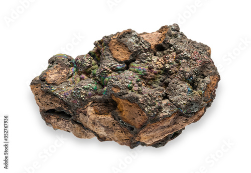 Goethite mineral with on white background photo