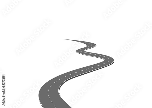 Roadway journey to the future. Asphalt street isolated on white background. Symbols Way to the goal of the end point. Path mean successful business planning Suitable for advertising and presentstation