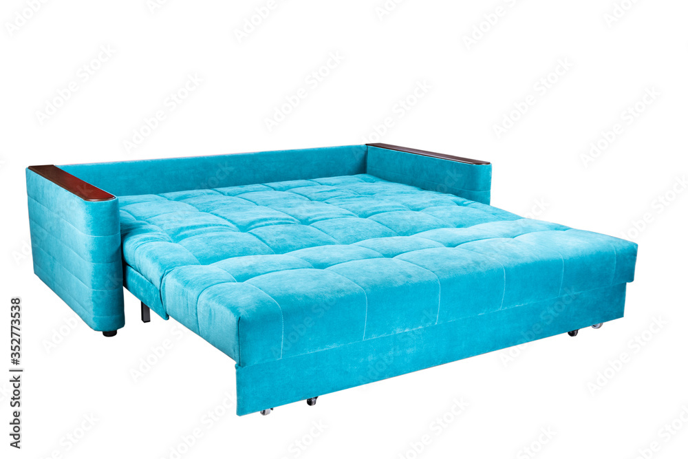 Fototapeta premium blue sofa in different positions isolated on a white background