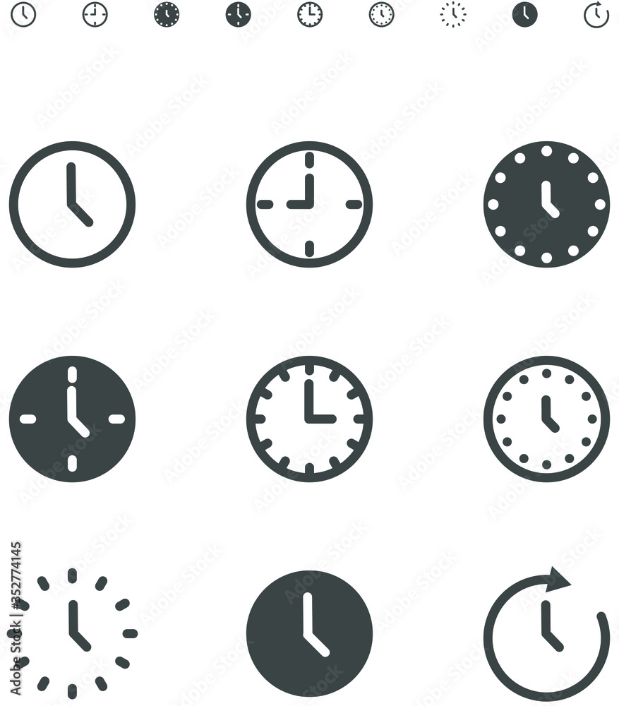 Set of clock time minimal line icon Vector illustratior.
128x128px., 640x640px. Set of clock time minimal line icon Vector illustratior.
128x128px., 640x640px.