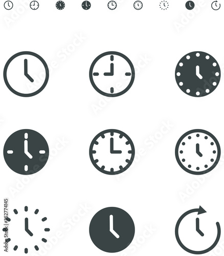 Set of clock time minimal line icon Vector illustratior. 128x128px., 640x640px.