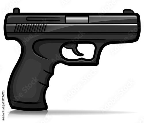 Vector hand gun cartoon isolated