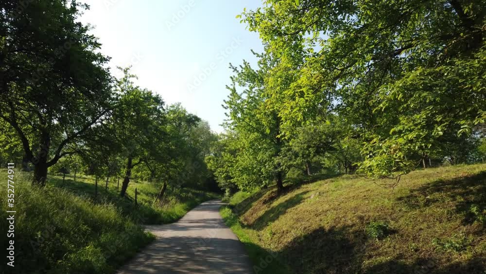 Entlang eines Feldweges durch Streuobstwiesen Entlang eines Feldweges durch Streuobstwiesen