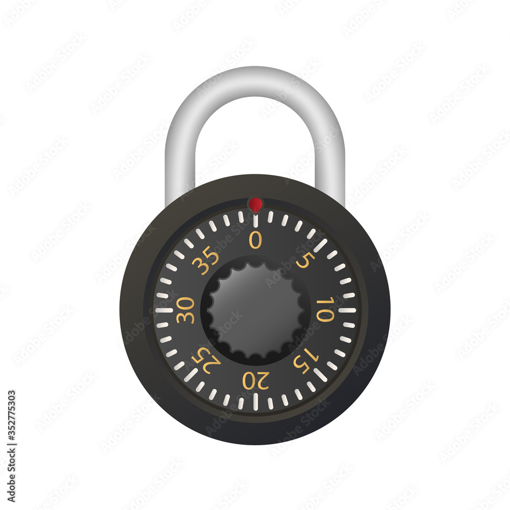 Padlock with code. Padlock for doors, safes and suitcases. Vector. Padlock with code. Padlock for doors, safes and suitcases. Vector.