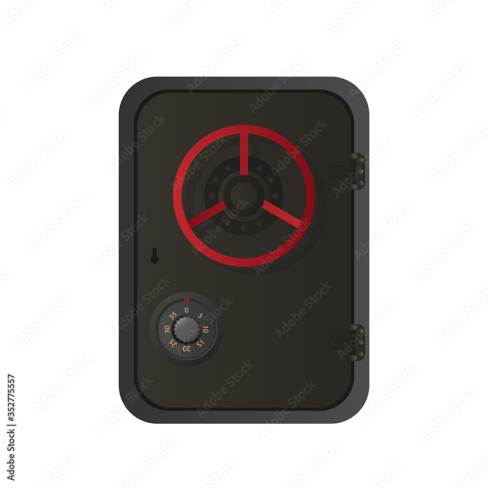 Military safe with round handle and combination lock. Metal safe. Isolated. Vector. Military safe with round handle and combination lock. Metal safe. Isolated. Vector.
