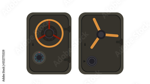Military safe. Metal safe in a flat style. Isolated. Vector.