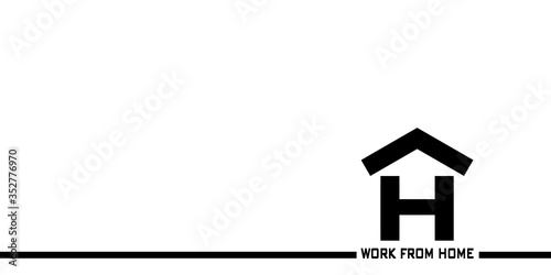 WFH Symbol. Work from home and working at home symbol. illustration icon with copy space graphic resource for virus quarantine period.