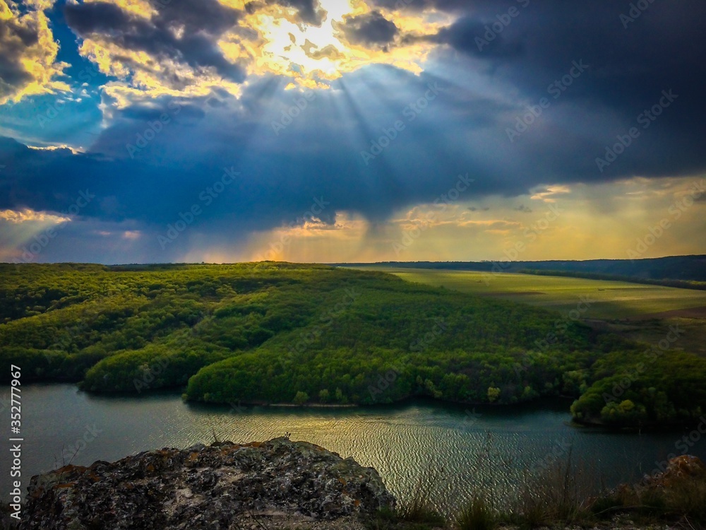 spring landscape Dniester river Canyon