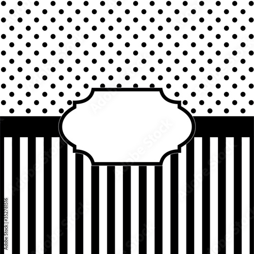 black and white polka dot invitation card
