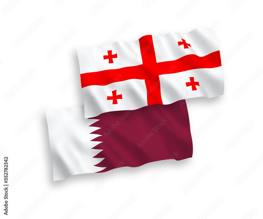 Flags of Qatar and Georgia on a white background