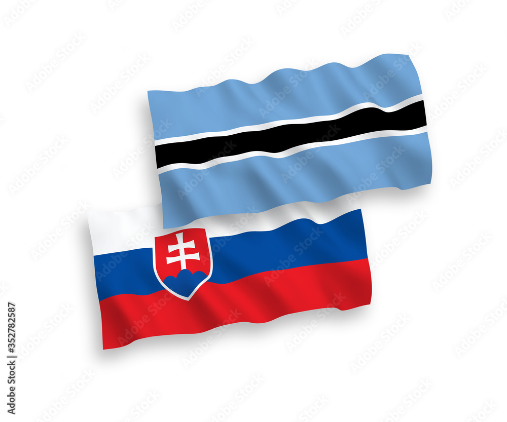 Flags of Slovakia and Botswana on a white background Flags of Slovakia and Botswana on a white background