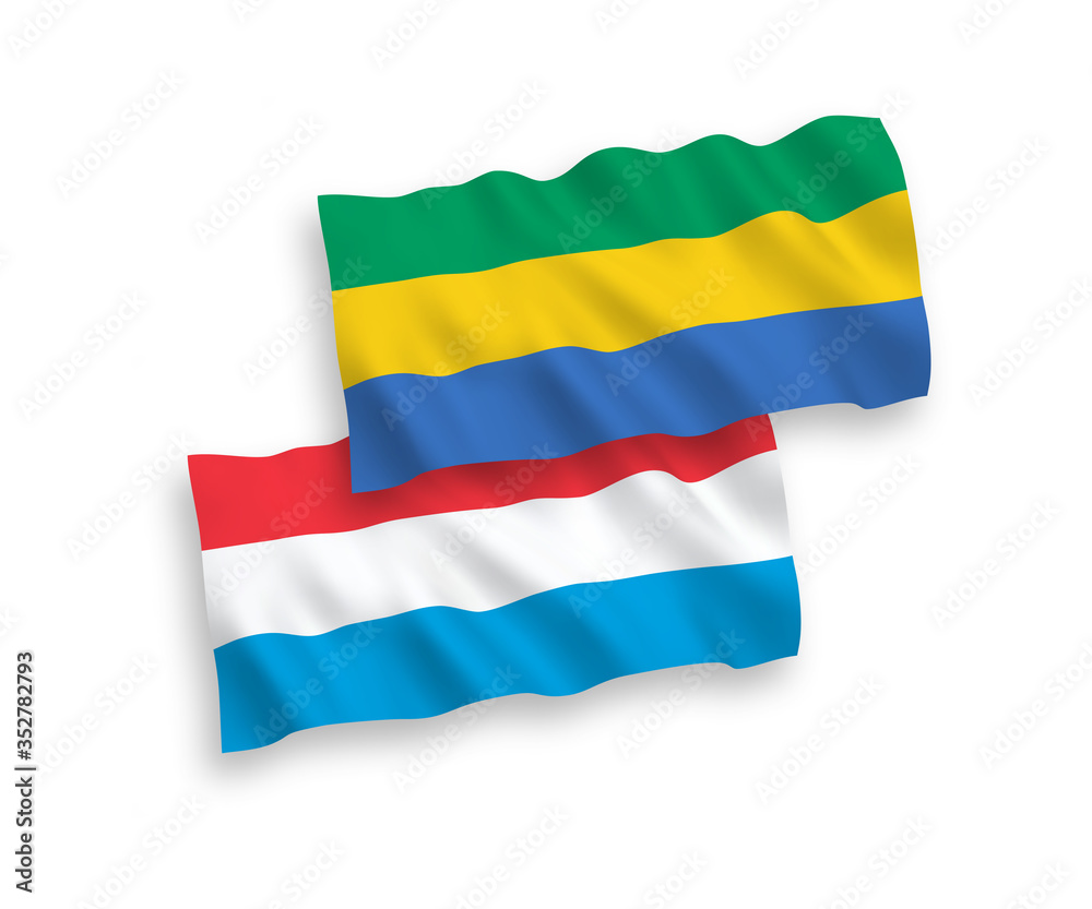 Fototapeta premium Flags of Gabon and Luxembourg on a white background