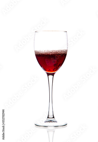 glass wine glass with wine on a white background