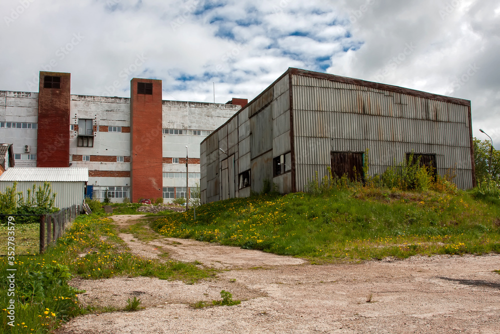 The territory of an old beautiful abandoned factory