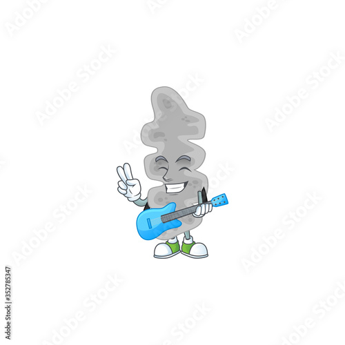 Leptospirillum ferriphilum cartoon character style plays music with a guitar