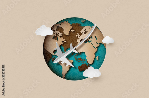 airplane fly around the planet photo