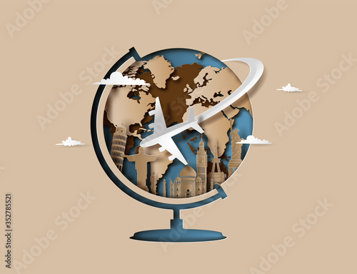 airplane fly around the planet