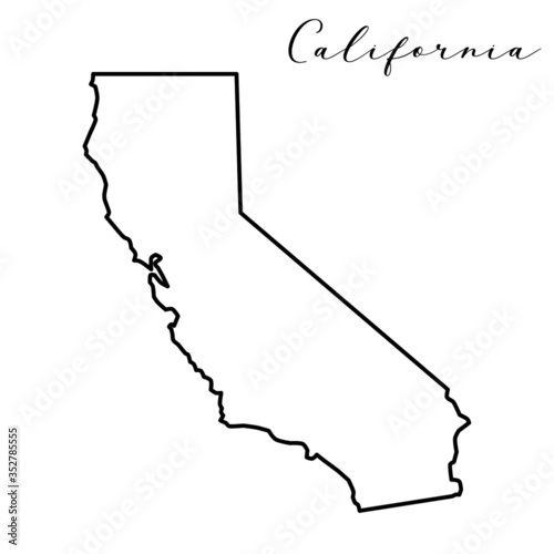 Vector high quality map of the American state of California simple hand made line drawing map