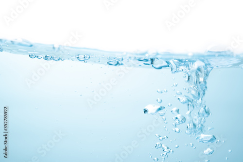blue water splash on white background