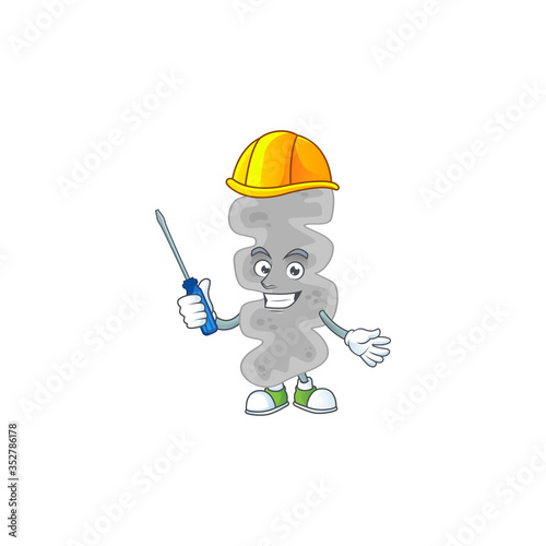 A cartoon image of leptospirillum ferriphilum in a automotive character