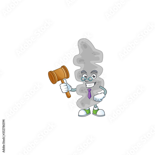 A wise Judge leptospirillum ferriphilum cartoon mascot design wearing glasses
