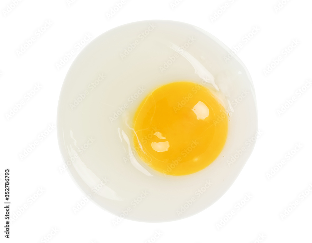 Raw egg isolated on white background top view with clipping path
