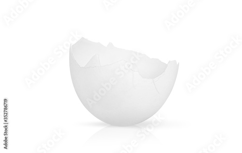 Cracked chicken egg shell isolated on white with clipping path photo