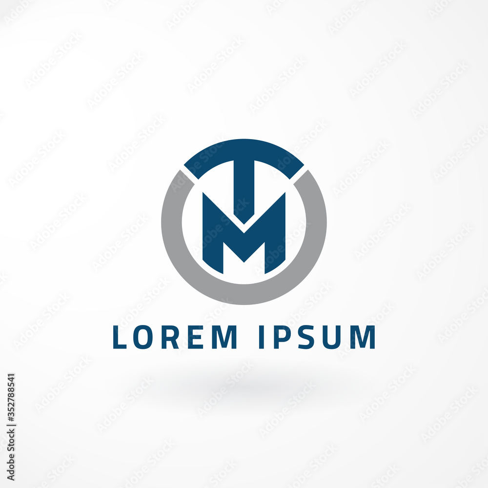 Vector Logo - Monogram Design with Combination Letter T and M in Line Circle - Lettermark Style Logo Vector Logo - Monogram Design with Combination Letter T and M in Line Circle - Lettermark Style Logo