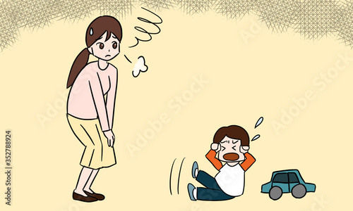 育児ストレス／女性／イラスト