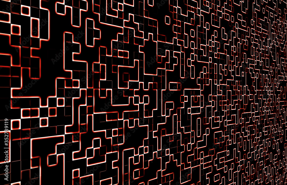 Abstract Perspective background Red rectangle,Mosaic Effect